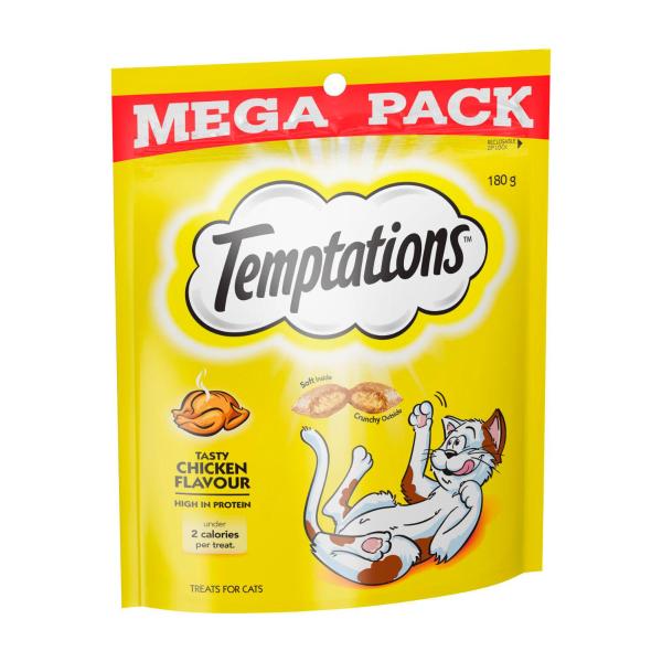 TEMPTATIONS CAT TREATS TASTY CHICKEN FLAVOUR 180G