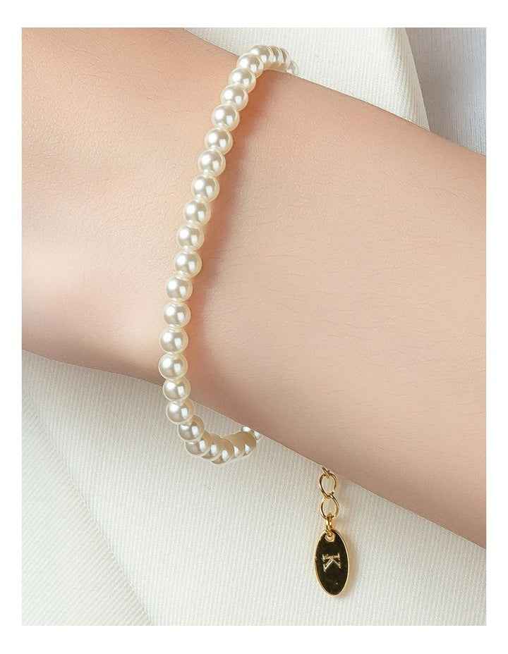 Gregory Ladner Classic Single Strand Pearl Bracelet GJBF007M in Gold/Pearl