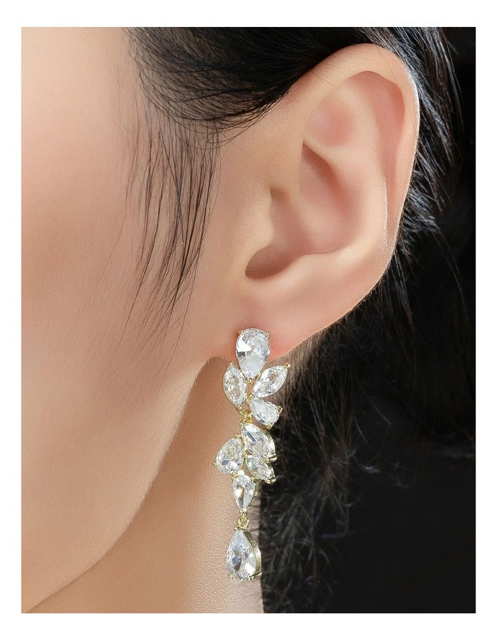 Gregory Ladner Cascade Crystasl Drop Earrings GJEF032M in Gold