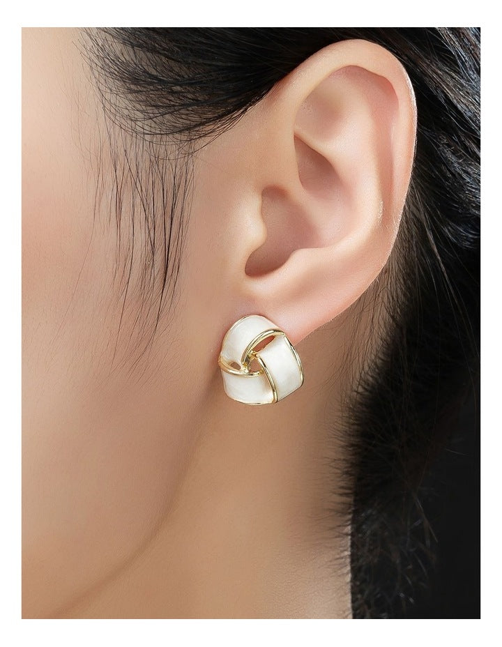 Gregory Ladner Enamel Look Knot Stud Earrings GJEF043M in Gold