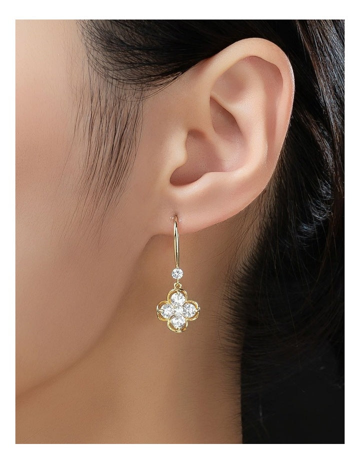 Gregory Ladner Clover CZ Drop Earrings GJEF153M in Gold