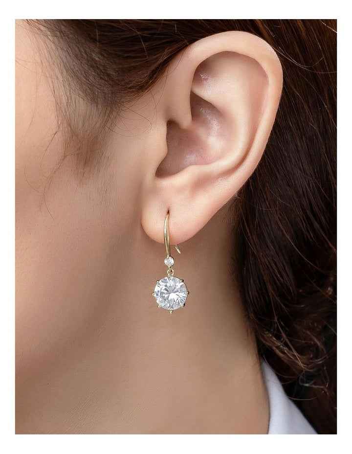 Gregory Ladner Large Round CZ Drop Earrings GJEF171M in Gold