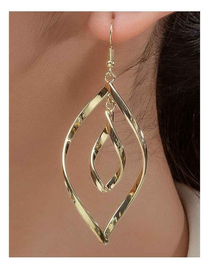 Gregory Ladner Elongated Teardrop Twist Earrings GJEF175M in Gold