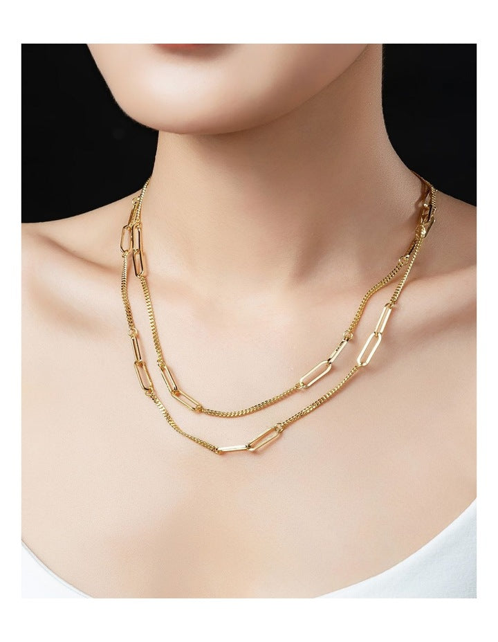 Gregory Ladner Long Link Layered Chain Necklace GJNF011M in Gold