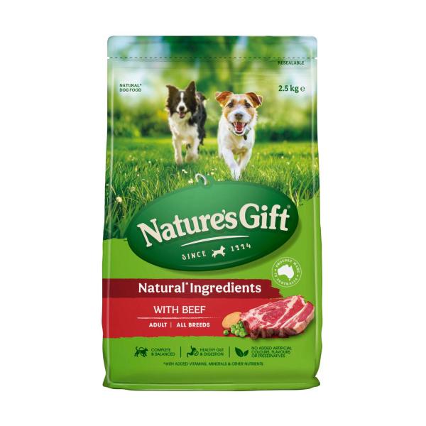 NATURE'S GIFT ADULT ALL BREEDS DRY DOG FOOD WITH BEEF 2.5KG