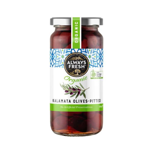 ALWAYS FRESH ORGANIC KALAMATA OLIVES 220G