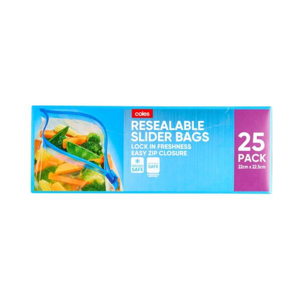 COLES RESEALABLE SLIDER BAGS 25 PACK