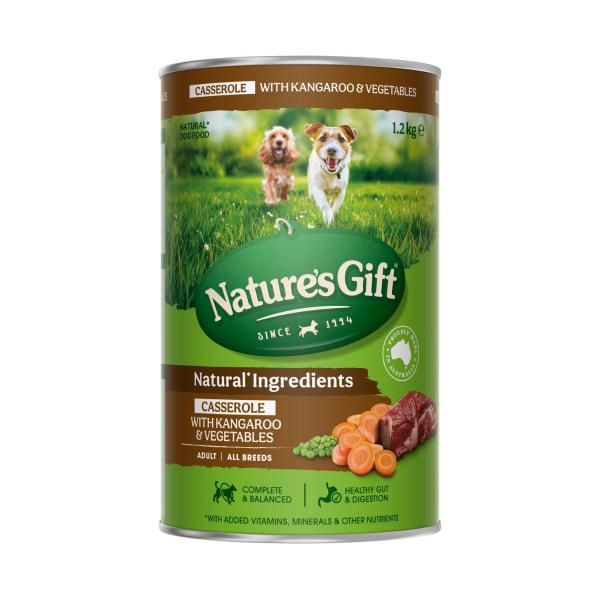 NATURE'S GIFT CASSEROLE GRAVY KANGAROO VEG & BARLEY DOG FOOD 1.2KG