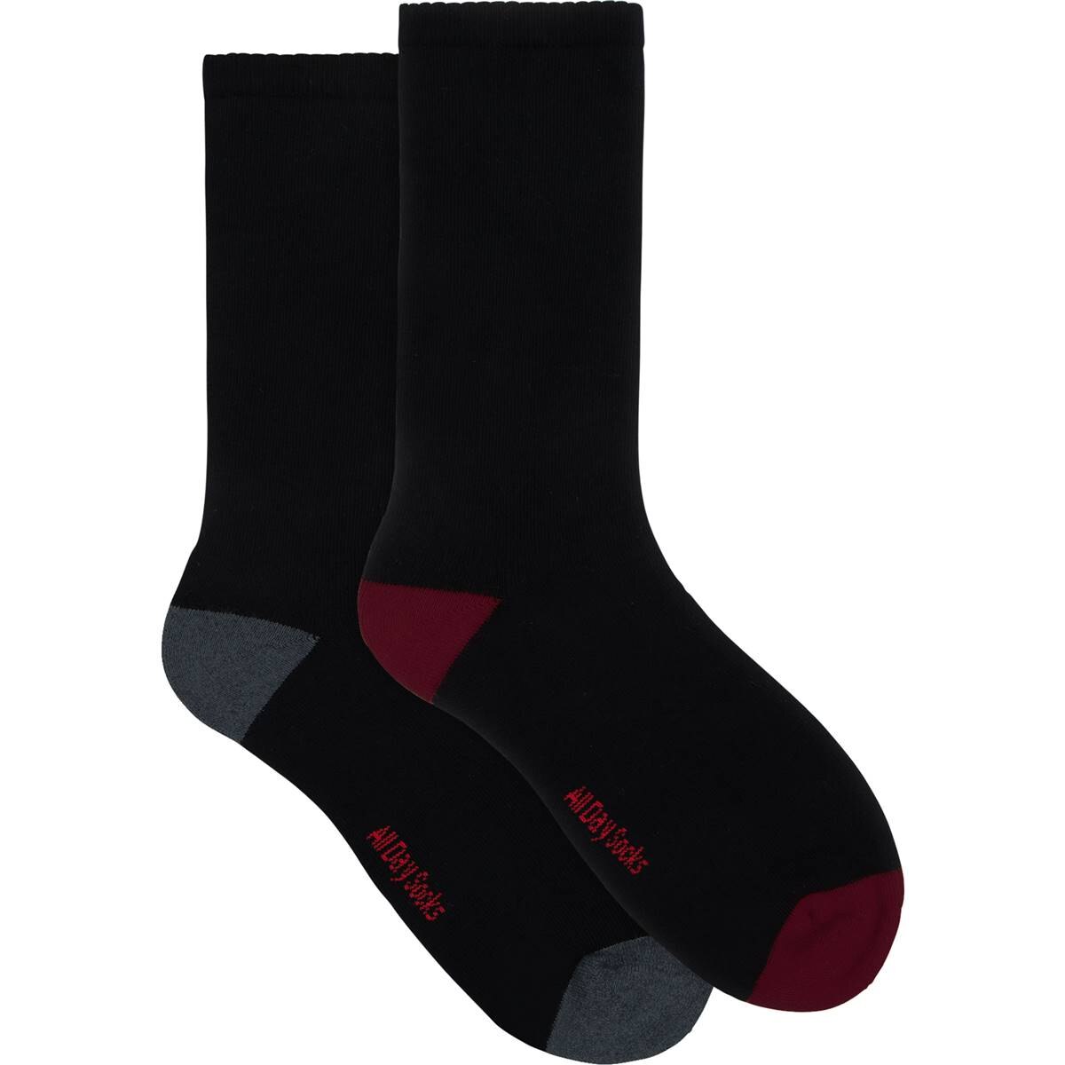 Underworks Mens All Day Cushion Foot Sock Black Size 11-13 Assorted 2 Pack