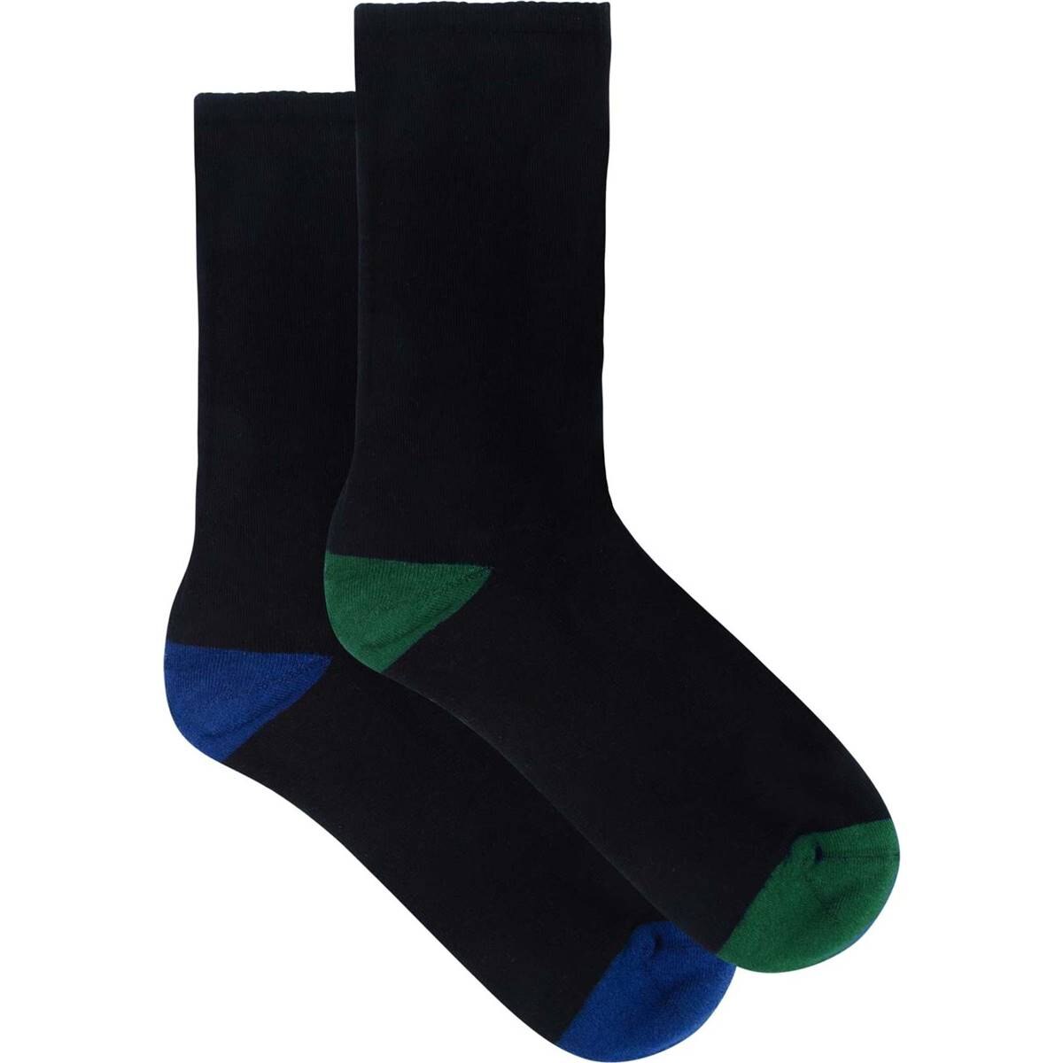 Underworks Mens All Day Cushion Foot Sock Black Size 11-13 Assorted 2 Pack
