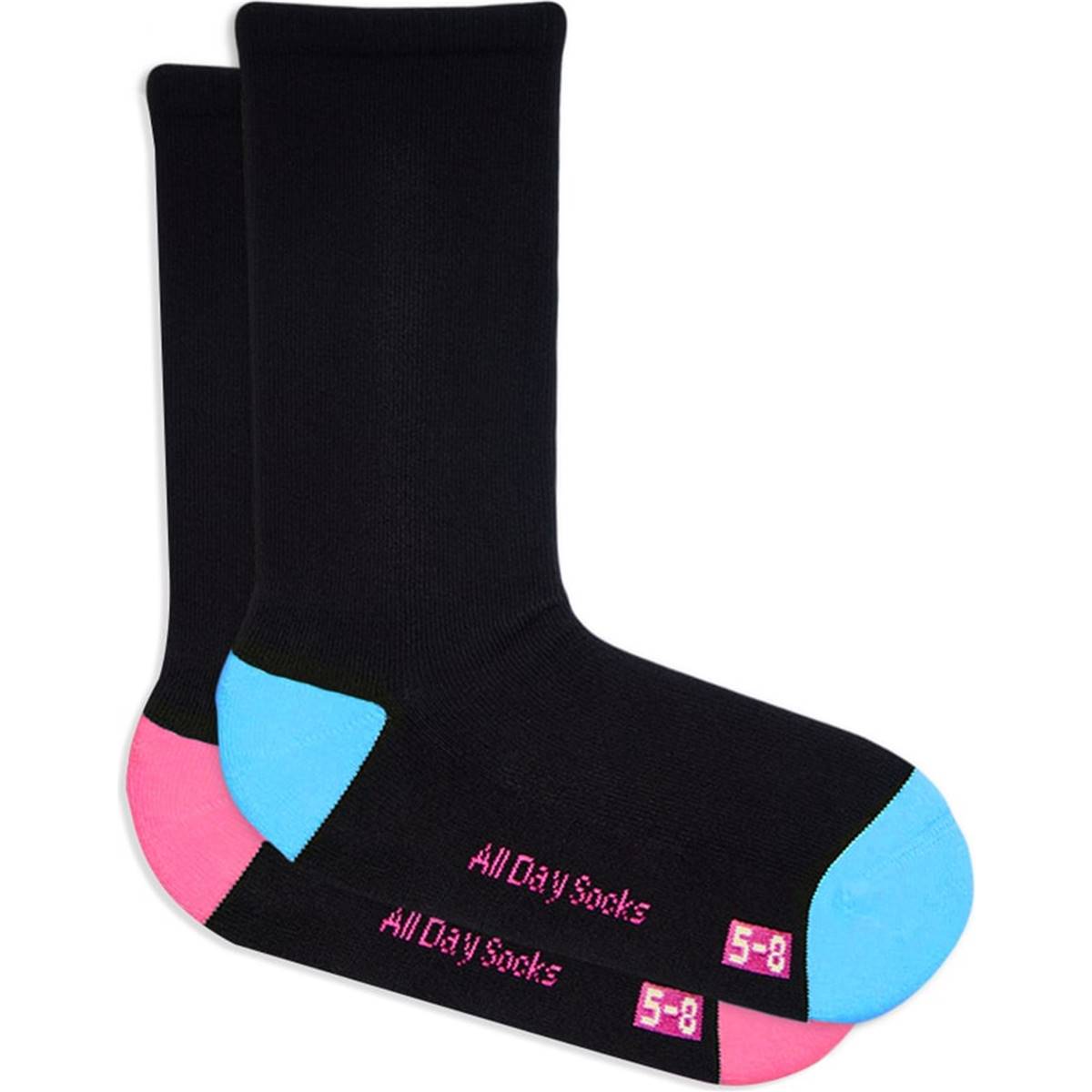 Underworks Womens All Day Cushion Foot Socks Black Size 5-8 2 Pack