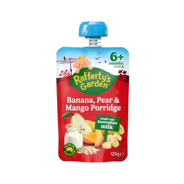 RAFFERTY'S GARDEN PORRIDGE PEAR BANANA MANGO 120G 6MTHS