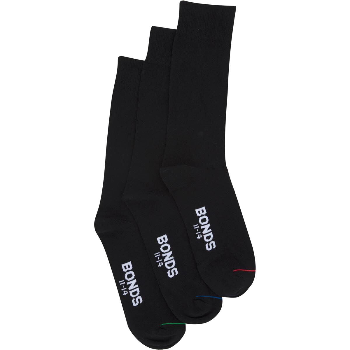 Bonds Socks Mens Black Size 11-14 Assorted 3 Pack