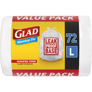 Glad Kitchen Tidy Bag Wavetop Large 72 pack