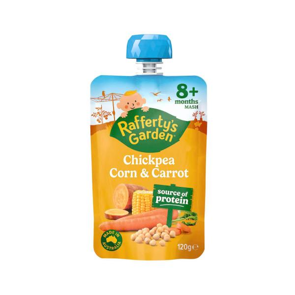 RAFFERTYS GARDEN CHICKPEA CORN & CARROT 8MTHS 120G