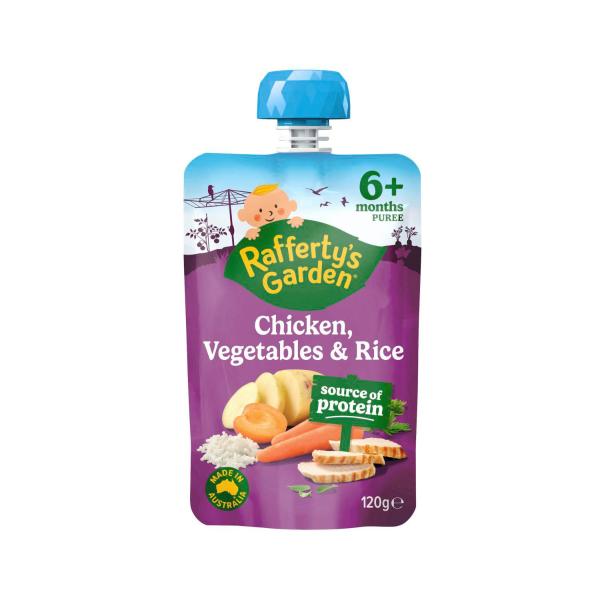 RAFFERTYS GARDEN CHICKEN VEGETABLE & RICE 6MTHS 120G