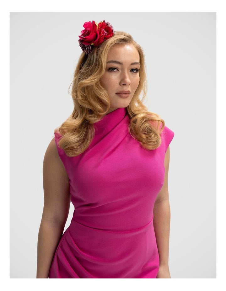 Ivy Flower Crown headband in Pink & Red
