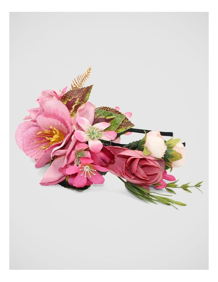 Dori Flower Crown in Hot Pink