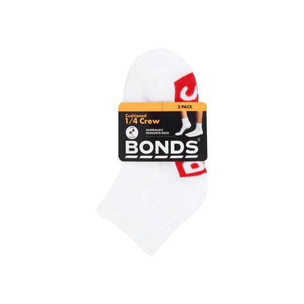 BONDS KIDS LOGO QUARTER CREW:SIZE 13 - 3 :3 PACK