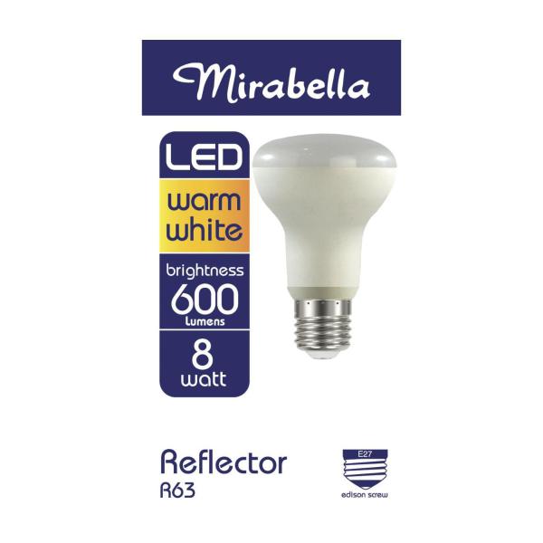 MIRABELLA LED WARM WHITE 600 LUMENS 8WATT REFLECTOR R63 ES