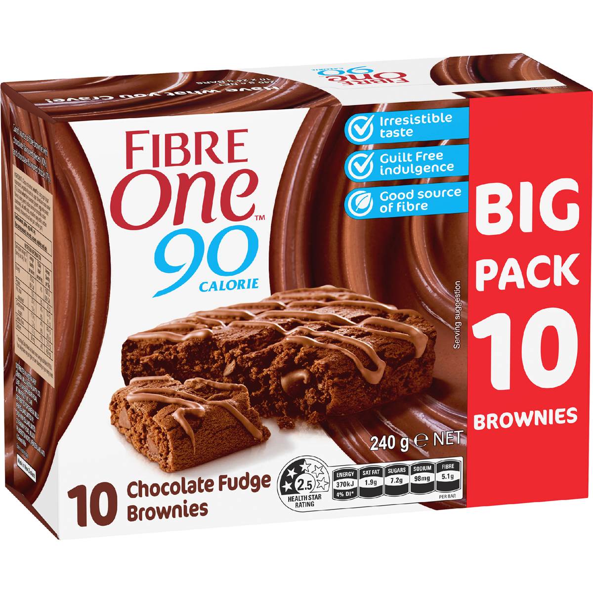 Fibre One Chocolate Fudge Brownie Bars 10 Pack