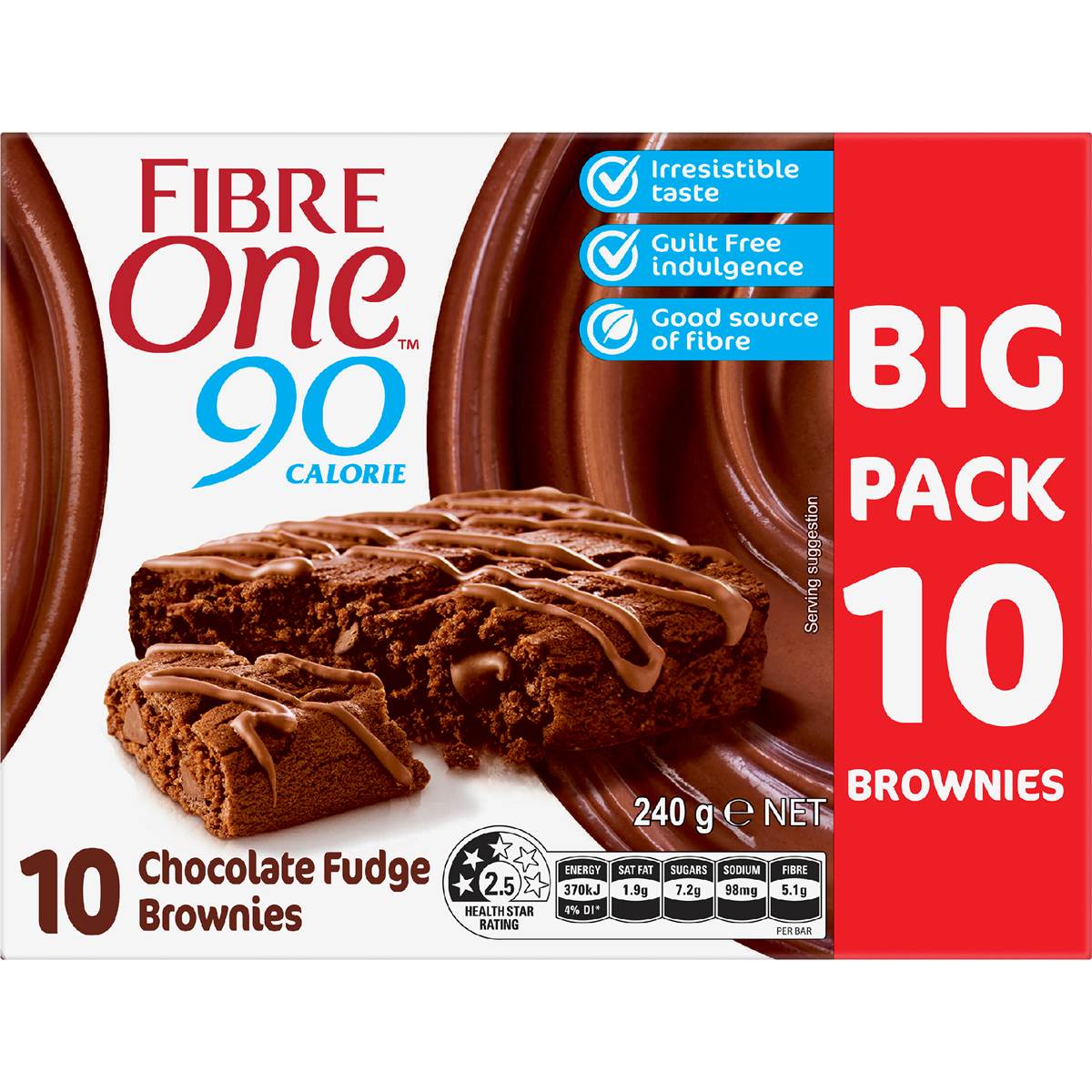 Fibre One Chocolate Fudge Brownie Bars 10 Pack