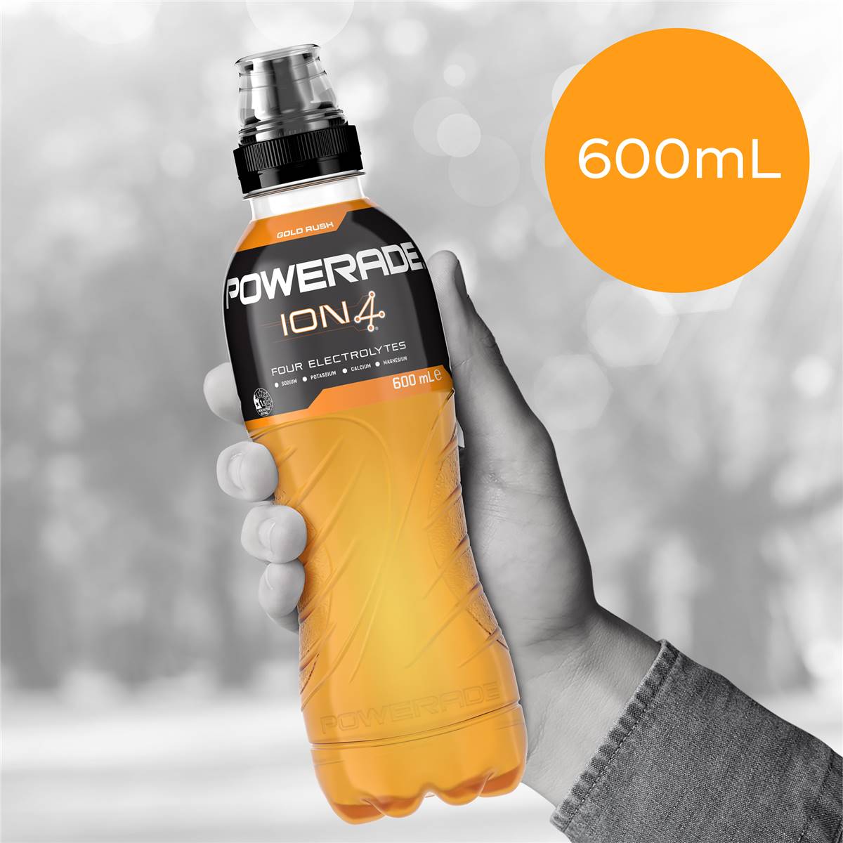 Powerade Ion4 Gold Rush Sports Drink Sipper Cap 600ml