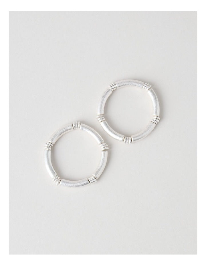 Matte Tube Stretch Bracelet 2 Pack in Silver