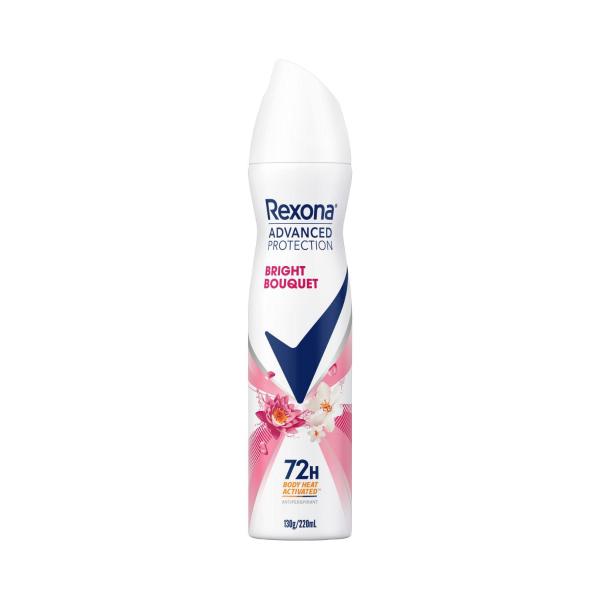 REXONA WOMEN DEODORANT 72HR ADVANCED AEROSOL BRIGHT BOUQUET 220ML