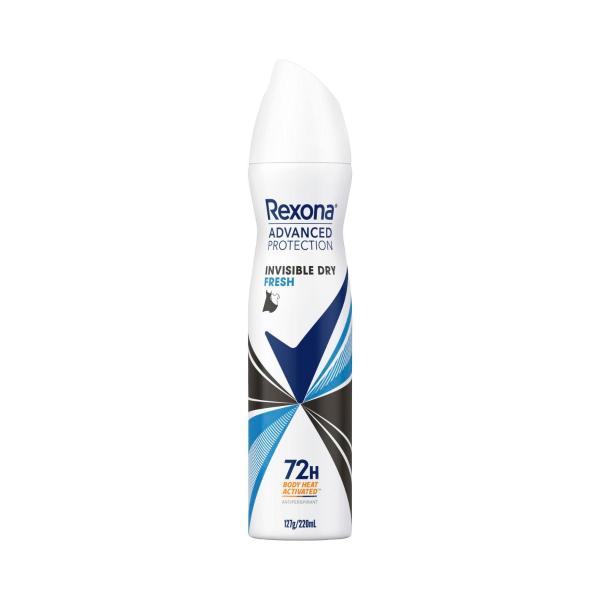 REXONA WOMEN DEODORANT 72HR ADVANCED AEROSOL INVISIBLE DRY FRESH 220ML