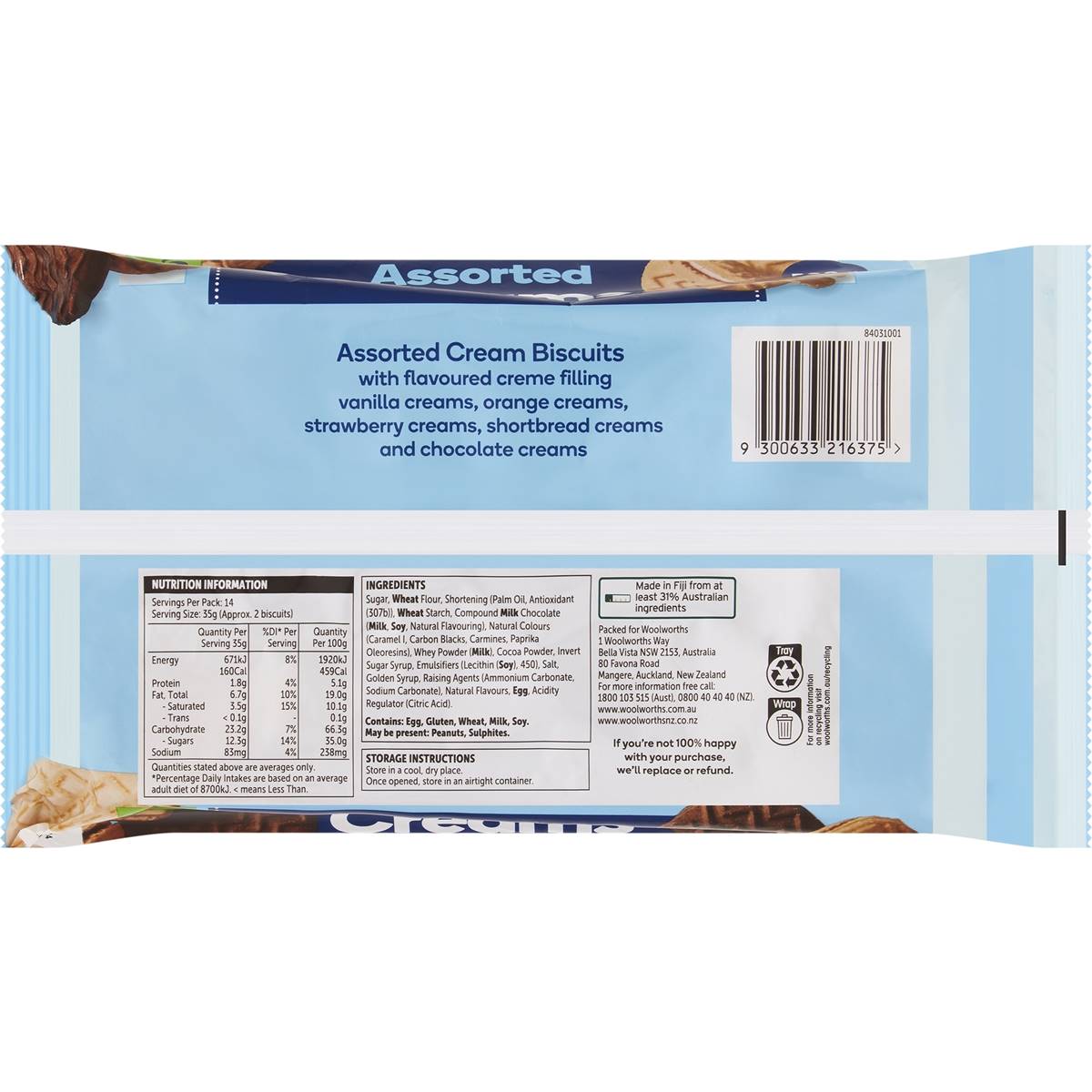 Woolworths Creams Assorted Biscuits 500G