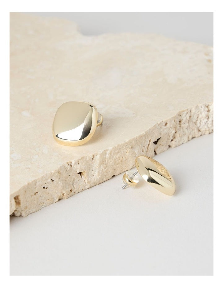 Squircle Stud Earrings in Gold