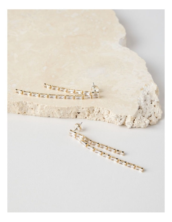 Diamante Drop Earrings in Gold