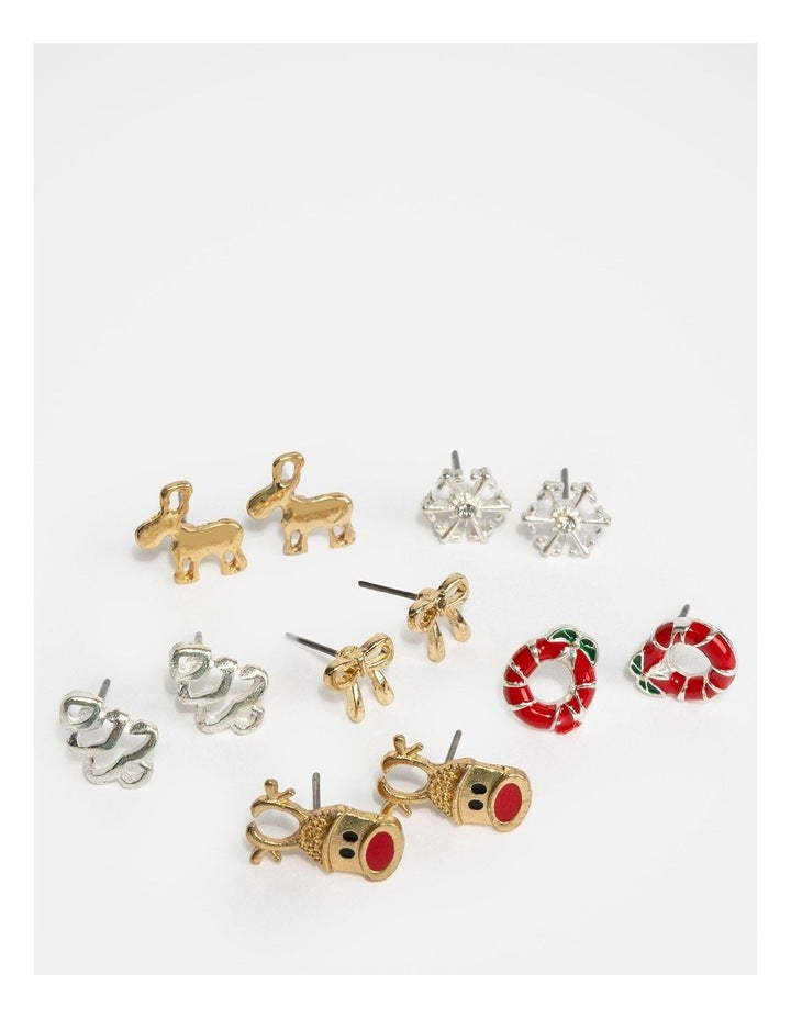 Christmas Stud Earrings Set of 6