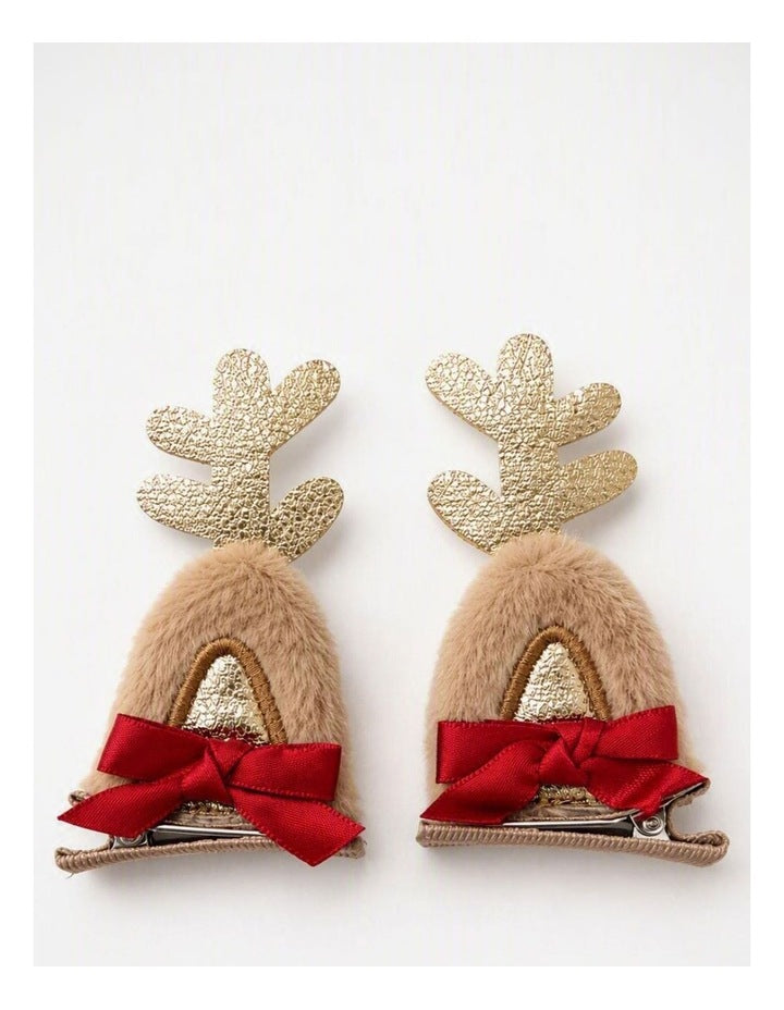 Reindeer Antler Hair Clip Set
