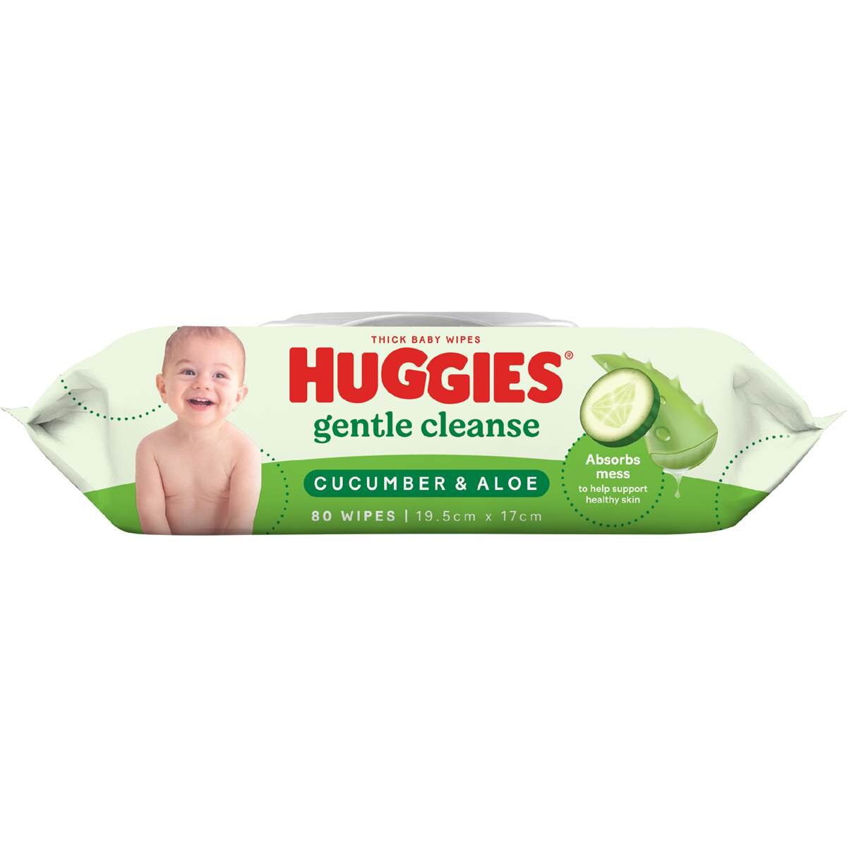 Huggies Thick Baby Wipes Cucumber & Aloe 80 Pack