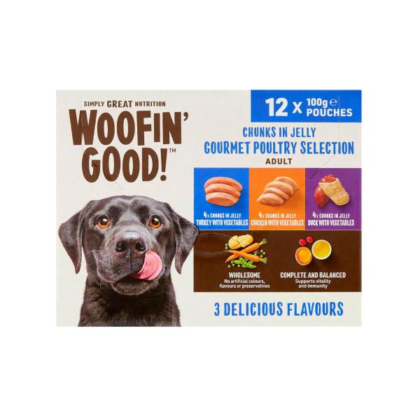 Chunks In Jelly Mixed Selection Chicken Duck & Turkey Pouches Dog Food 12x100g
