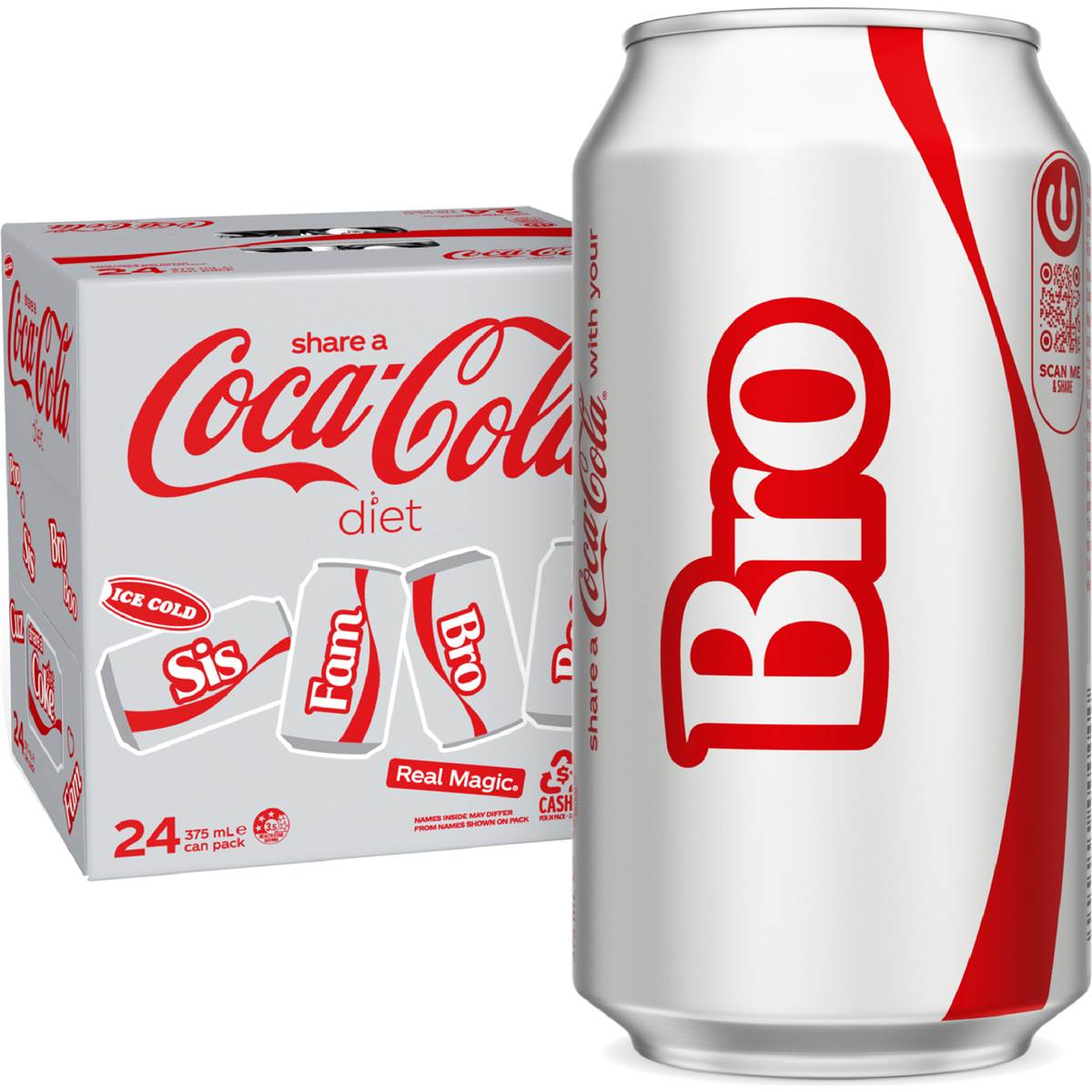 Coca-Cola Diet Soft Drink Multipack Cans 375ml X 24 Pack