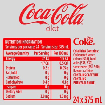 Coca-Cola Diet Soft Drink Multipack Cans 375mL x 24 pack