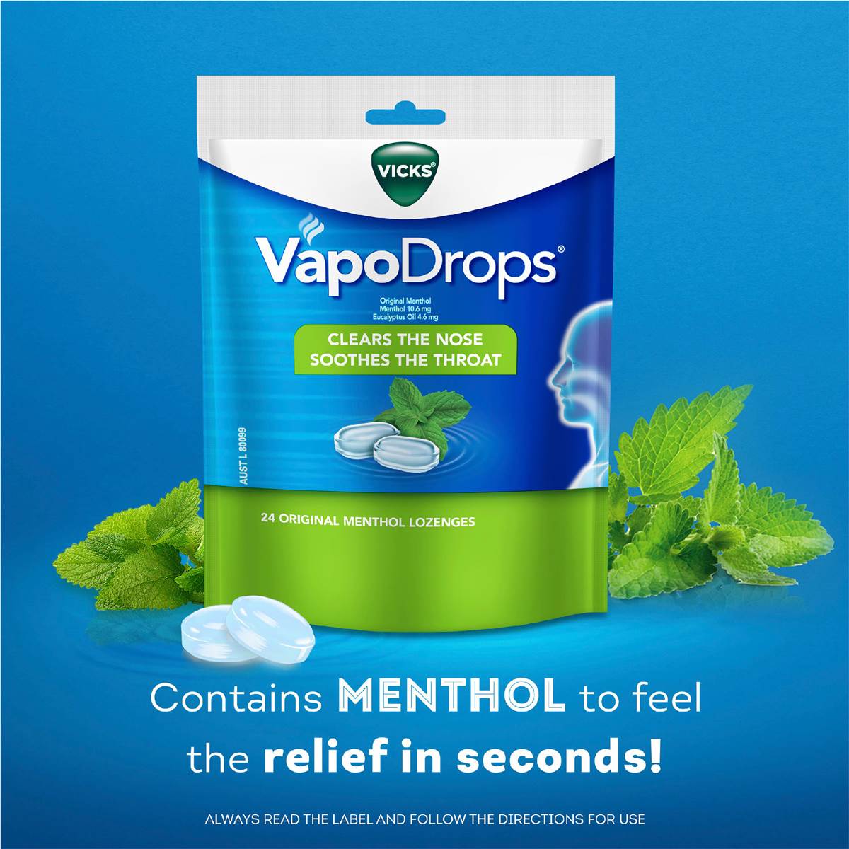 Vicks Vapodrop Throat Lozenges Original 24 Pack