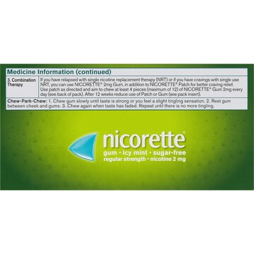 Nicorette Quit Smoking Regular Strength Nicotine Gum Icy Mint 75 pack