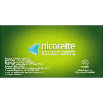 Nicorette Quit Smoking Extra Strength Nicotine Gum Icy Mint 75 pack