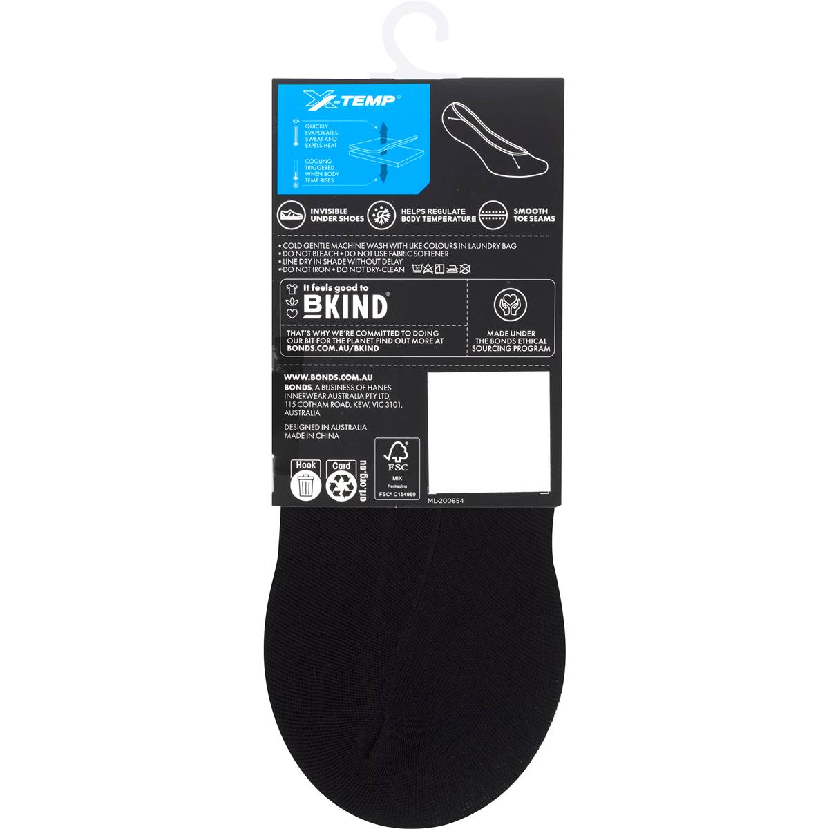 Bonds No Show Footlets Black (3-8 & 8-11) Each