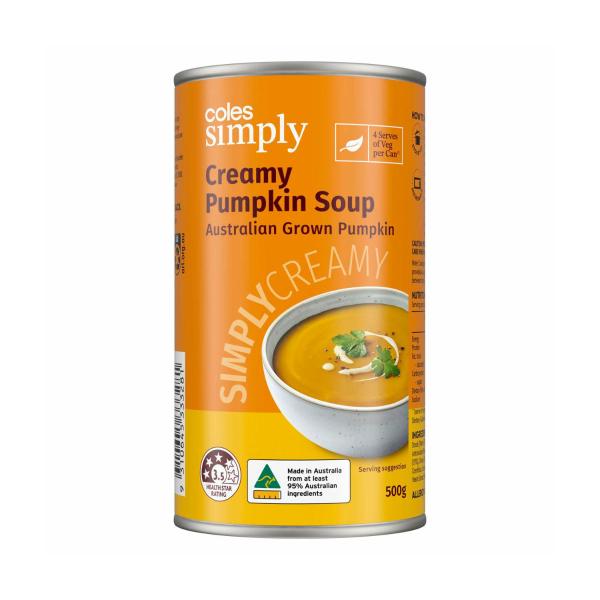 COLES CREAMY PUMPKIN SOUP 500G