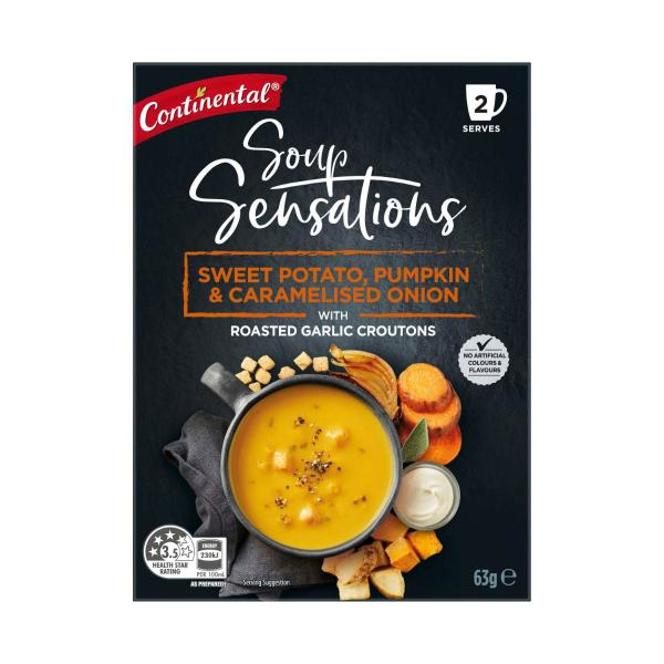 CONTINENTAL SENSATIONS SOUP SWEET POTATO PUMPKIN & CARAMELISED ONION 2S 63G