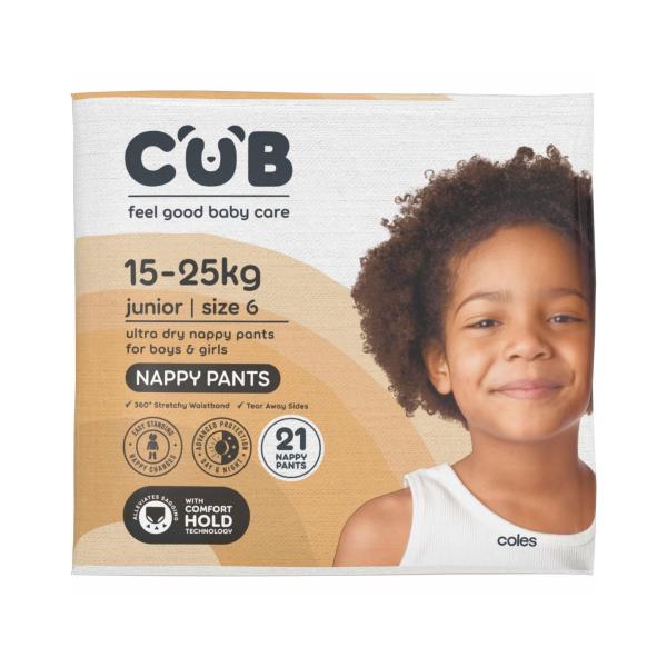 CUB NAPPY PANTS JUNIOR SIZE 6 (15-25KG) 21 PACK