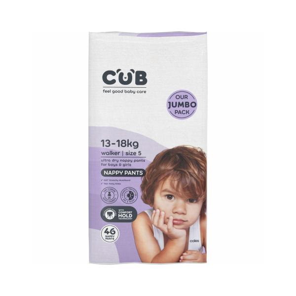 CUB NAPPY PANTS WALKER SIZE 5 JUMBO (13-18KG) 46 PACK