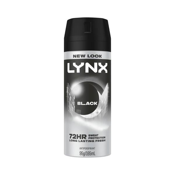LYNX DEODORANT BODY SPRAY 72HR ANTIPERSPIRANT BLACK 165ML