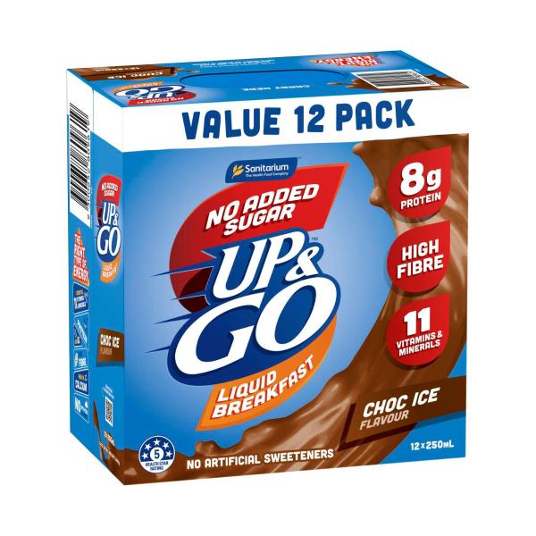 SANITARIUM UP&GO LIQUID BREAKFAST FRIDGE PACK 12X250ML:CHOC ICE:NAS