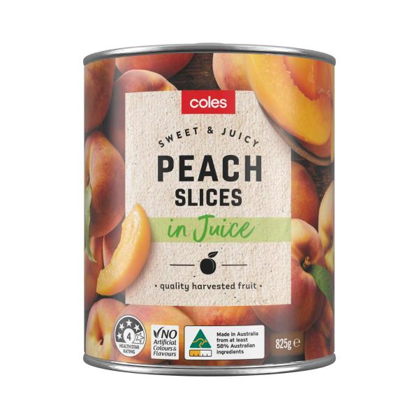 COLES PEACH SLICES IN JUICE 825G
